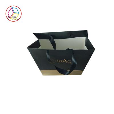 Colorful Printed Paper Bags / Imprinted Shopping Bags With Silk Handle
