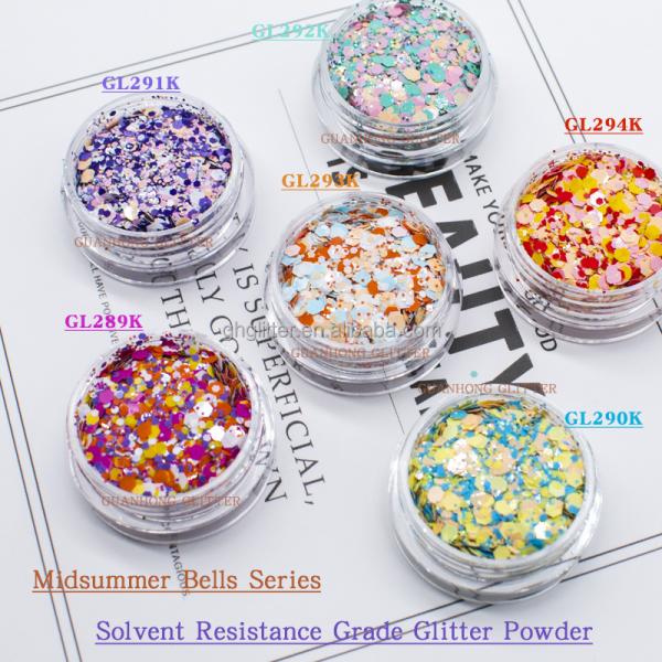 OEM Shiny Chunky Polyester Christmas Glitter Mix Powder Solvent Resistance Midsummer Bells
