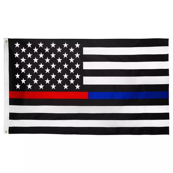 Digital Printing Polyester American Flag 3x5 Ft Thin Blue Yellow Red Green Gray Line Flags