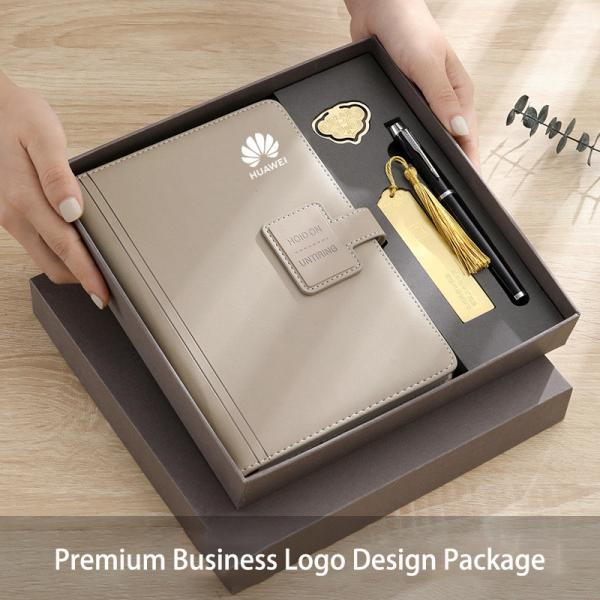High End PU Leather Notebook Journal Set With Match Pen Brass Bookmarks