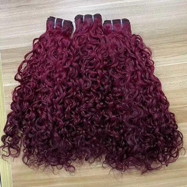 Bourgogne Brasileira Virgem Cútica Alinhada Pissy Curls Extensão de Cabelo, Super Duplo Desenhado Pixie Curl Human Hair Bundle