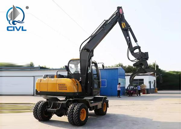 Small Wheel Excavator Engineering Rubber Wheel Excavators New 50/80 Hydraulic Wheel Excavator / Wood Grabber 36.8 48kw
