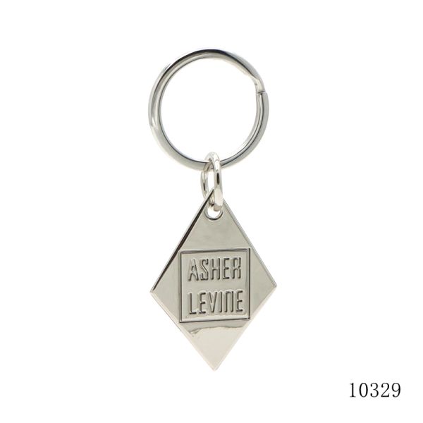 Rhombus Metal Logo Tag 3D Metal Key Ring Tags 30mm Nickel Plated