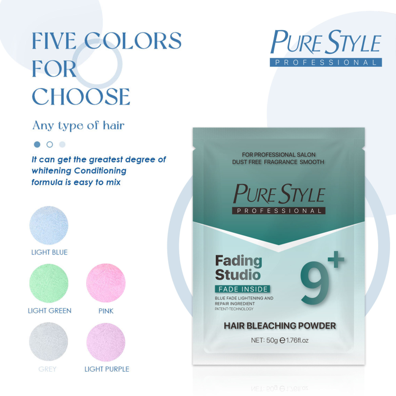 Home Dust-Free 50g Hair Bleaching Powder Blue Hair Color Powder Herbal Formula OEM Hair Dye Factory Wholesale
