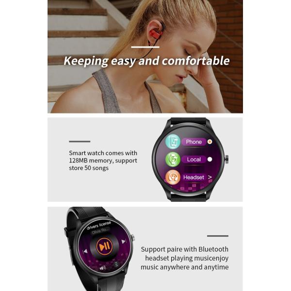 Музыкальный плеер Мужские наручные ЭКГ Смарт-часы 240 * 240 Экран 316L Корпус из нержавеющей стали