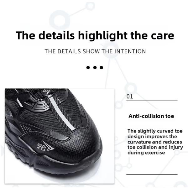 Zapatos de seguridad industrial BOA Botón giratorio Zapatos de trabajo EVA Sola TPU Zapatos de punto volador Kevlar Sola media antipuñalada Unhos de acero antiquema