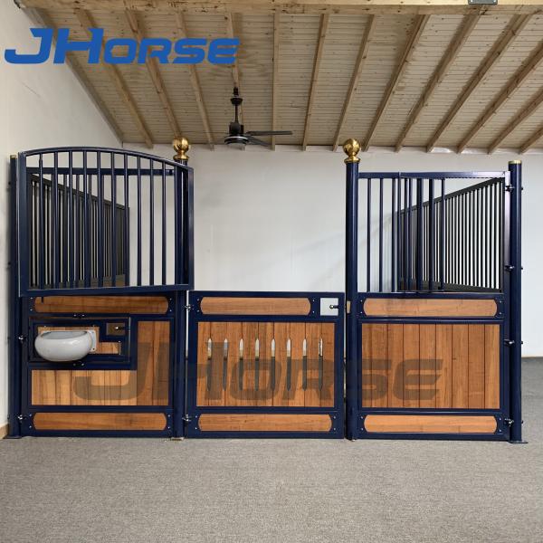 A tenda autônoma bonita do cavalo fronteia o bambu pleno da armação de aço