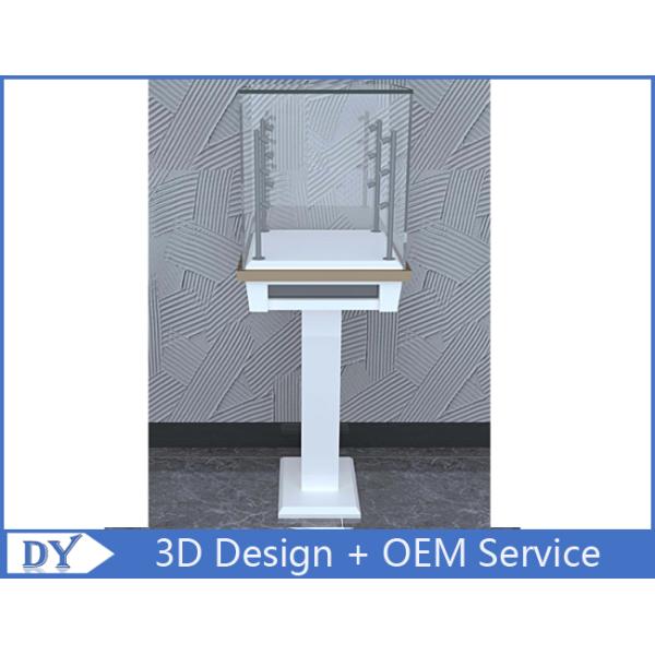 3D Design Modern Wooden Tempered Glass Jewelry Display Case For Shopping Mall