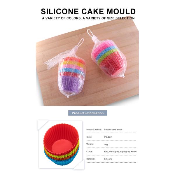 10g Microwave Safe Round Shape Silicone Cake Molds