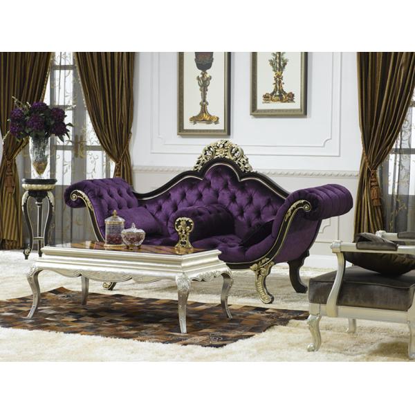 Antique French Green Purple Velvet Chaise Lounge Classic
