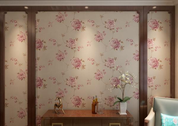 Waterproof Floral Rustic Black White Purple Wallpaper Embossed Vinyl Wallcovering