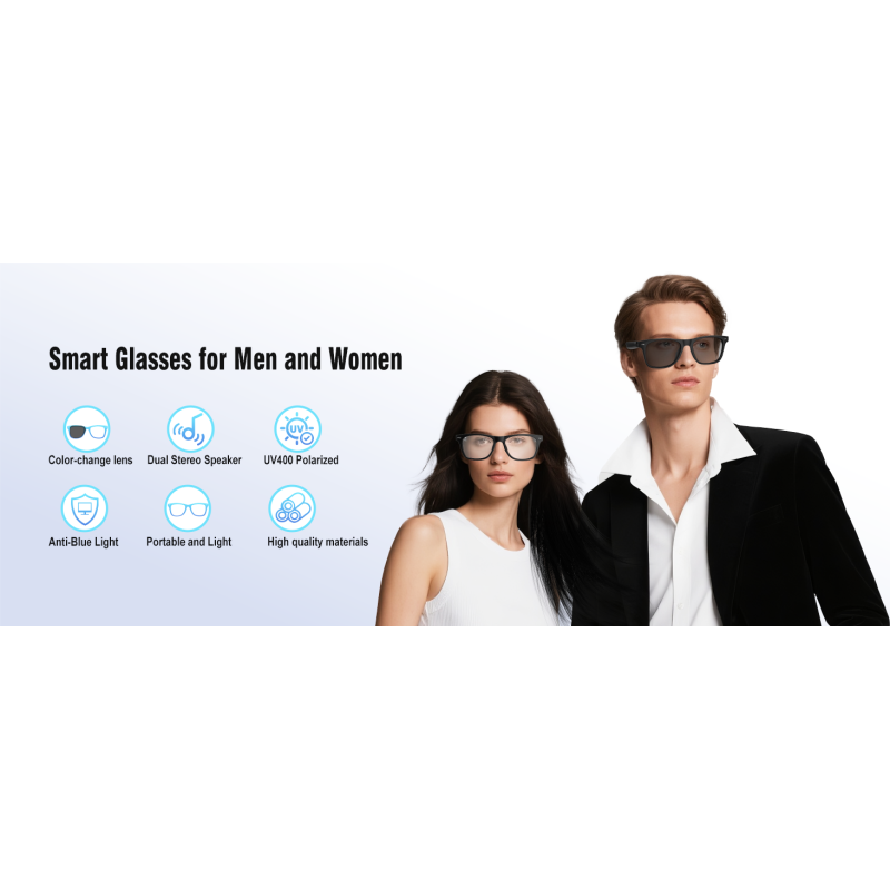 AI Smart Glasses For Men And Women With Chat GPT, Bluetooth Translation Glasses With 164 Languages And Color-Change Lens, Music Playback, Hands-Free Calls, UV & Blue Light Protection