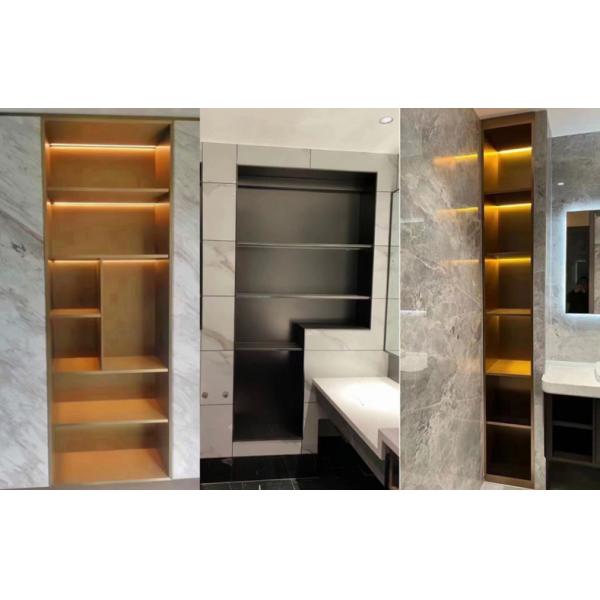 Classic Gold Bathroom Niche with LED Light and Double Shelf Antibacterial Function