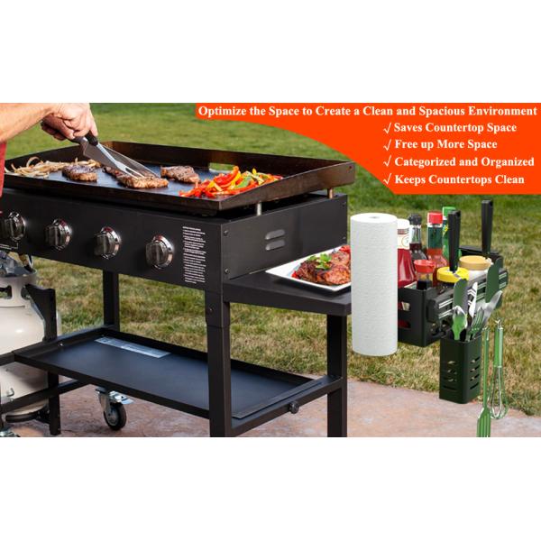 Удобный аксессуары для BBQ Хранилищный вагон с магнитным держателем инструментов и держателем бумажного полотенца