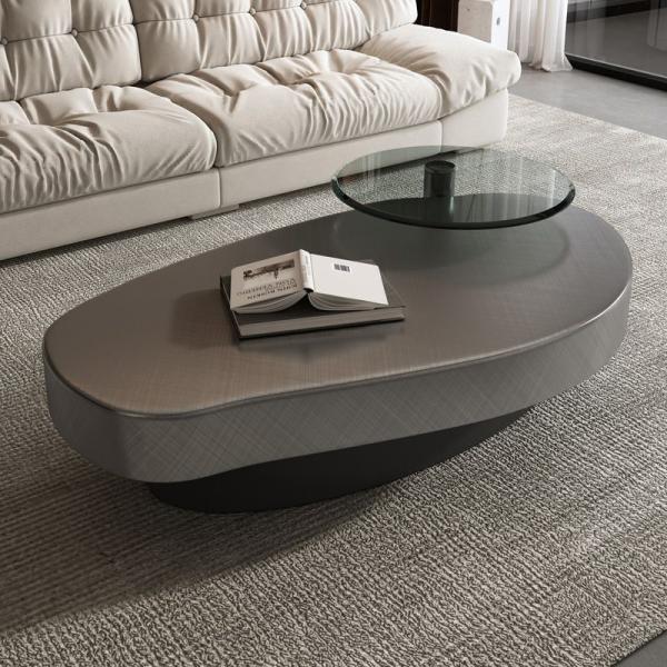 OEM Stainless Steel Contemporary Round Coffee Table With Metal Base