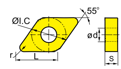 Inserção de gerencio Indexable do carboneto de tungstênio DNMG150612
