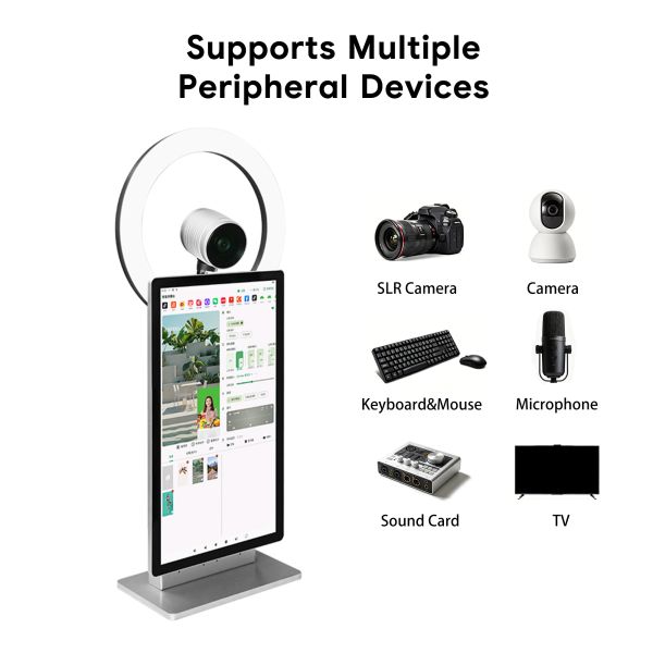 Professional 15.6 Inch 2K Touch Screen Desktop for Tiktok & Facebook Live Streaming All-in-One Live Broadcast Service Equipment