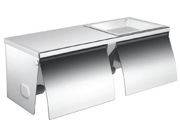Bathroom Accessories Stainless Steel Manual Decorative Paper Towel Dispenser Double paper holder with phone shelv
