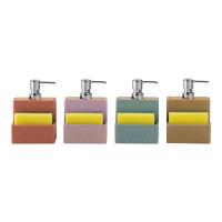 2N1 Sand Stone Kitchen Utility Caddy with Bamboo Top Sponge on Front Pocket and Debossed Letter