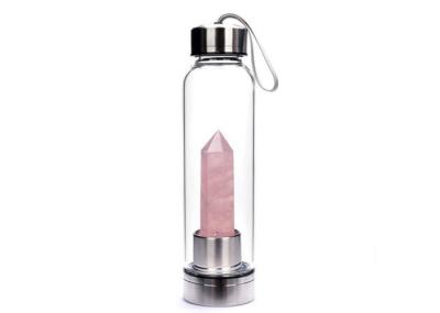 Garrafas bebendo de vidro altas do Borosilicate com Crystal Column sextavado