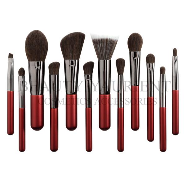 ISO9001 Premium Private Label Red Handle Face Makeup Brush Set 13.6cm Length