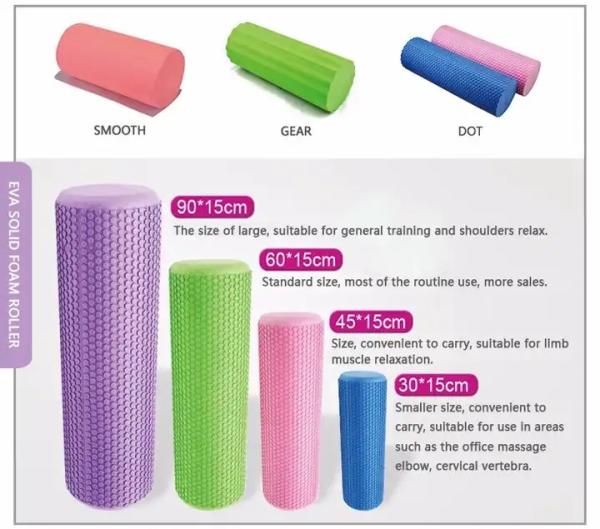 Solid Colour Eva Fitness Foam Roller Relax Exercise High Density Massage deep muscle Yoga Foam Roller For Gym Pilates