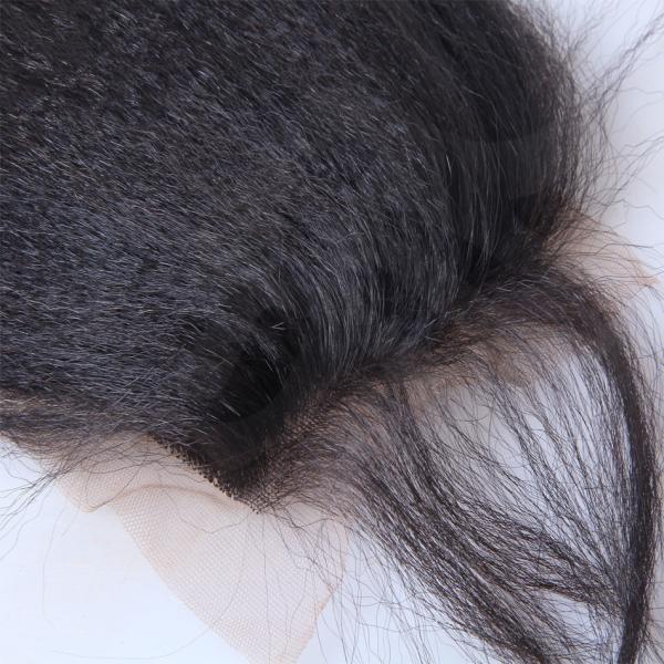 Smooth Malaysian Human Hair Kinky Straight Swiss Lace Closure No Shedding Extension
