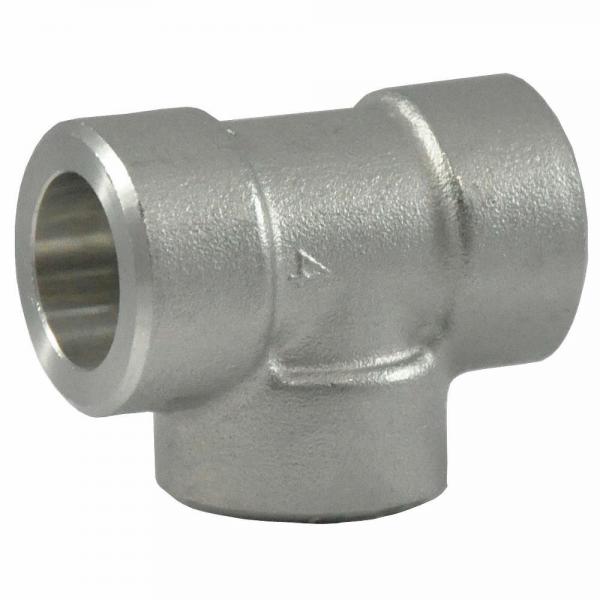 Ansi B16.11 Stainless Steel Pipe Fittings Tee Sandblasting Surface OEM