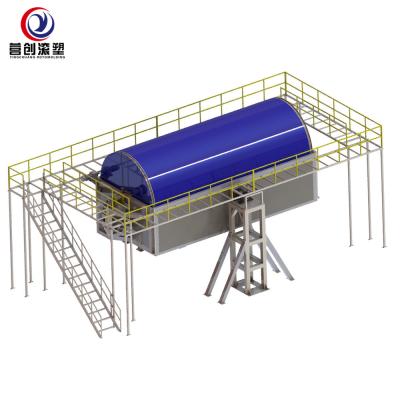 Long Shape Product Boat Kayak Rock And Roll Rotomolding Machine For Water Tank