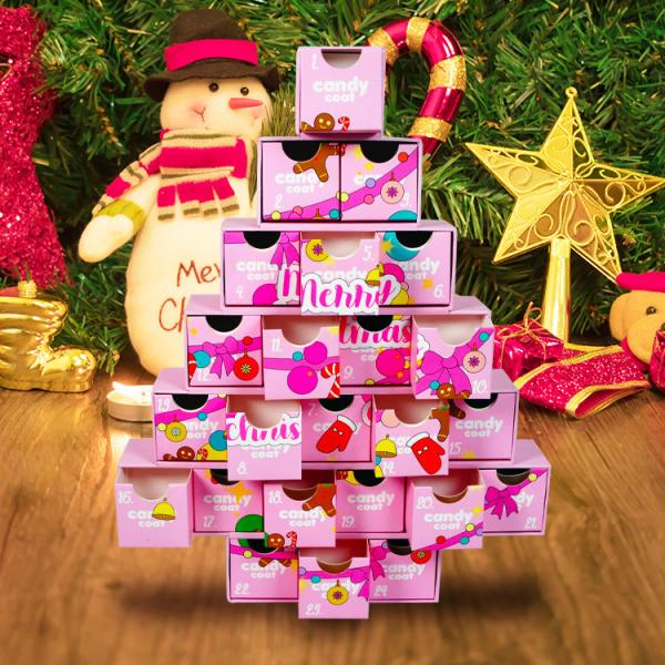 XL Packaging Custom Luxury Boxes Custom Print Pink Luxury Christmas Beer Advent Countdown Calendar Paper Cardboard Packaging Gift Blind Empty Box