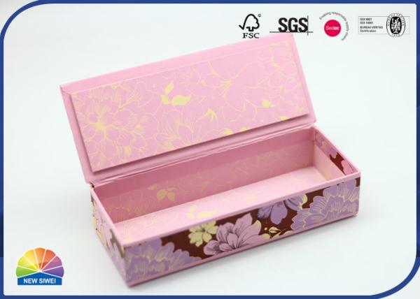 Caixa de presente com tampa articulada rosa clássico Estojo de lápis estilo barroco Embalagem para joias