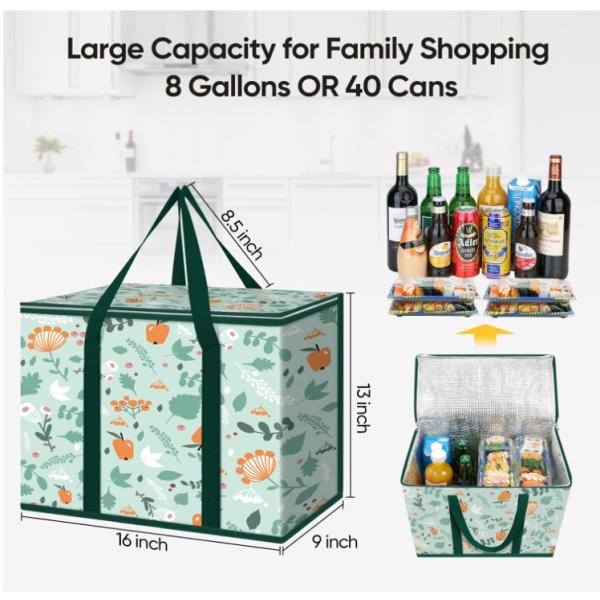 Printing Insulated Reusable Lunch Cooler Bag Collapsible For Grocery Heavy Duty