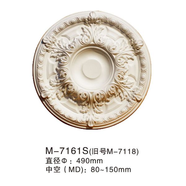 M-7161 Eco-Friendly Pu Rosettes Easily Paintable Art Ceiling Medallion Board