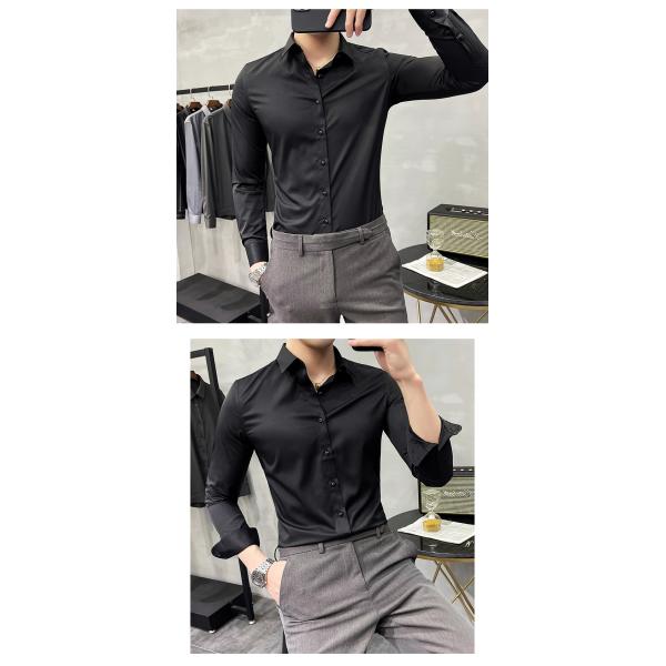 1000 Fashion Autumn Solid Color Long Sleeve Dress Men Clothes Shirts For Men Slim