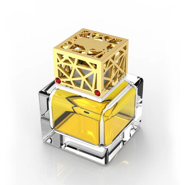 Square hollowed-out perfume cap gemstone cap Golden