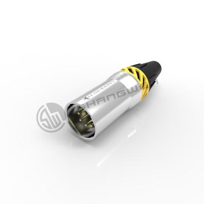 7.5A Conector XLR 5 Pins Waterproof IP65 Prateado Plug-in masculino para áudio