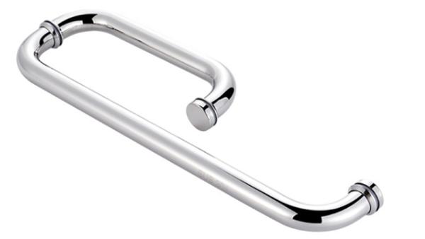 Hotel Round Tube Shower Door Glass Handle Seven And L Shaped High Strength