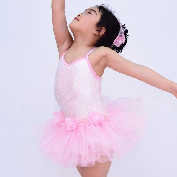 Waist Flowers Band Polyester Baby Pinky Tutu Dress Ballet Outfits For Girls