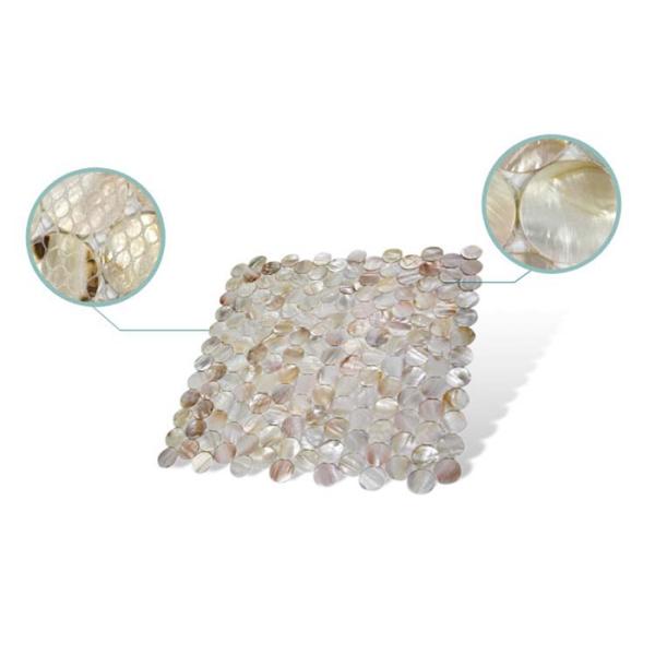 Round Mother Of Pearl Bathroom Tiles Fresh Water Seashell Decor 2mm Thickness