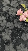 Tissu brodé en perles 3D en dentelle florale Tissu brodé élégant et respirant Tissu de dentelle de paille Tissu d'occasion de luxe