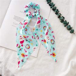 Gold Green Christmas Hair Accessories For Adults Toddlers Headband Cartoon Elk Snowman Scarf Scrunchies 32cm