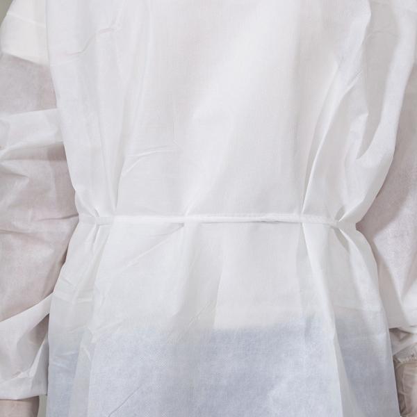 White Medical Isolation Gowns Disposable With Knitted Cuff Waterproof 20-65gsm