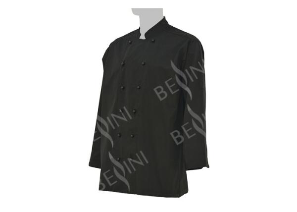 Long Sleeve Men'S Protective Work Clothing Black Chef Jacket Eco Friendly