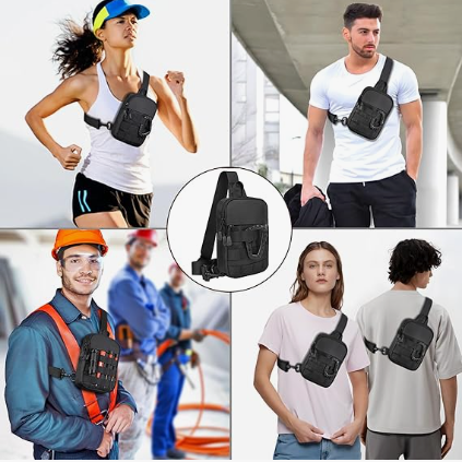 Small Sling Bag for Men, Tactical Inspired Waterproof Utility EDC Mini Crossbody Chest Bag for Travel Work Sport