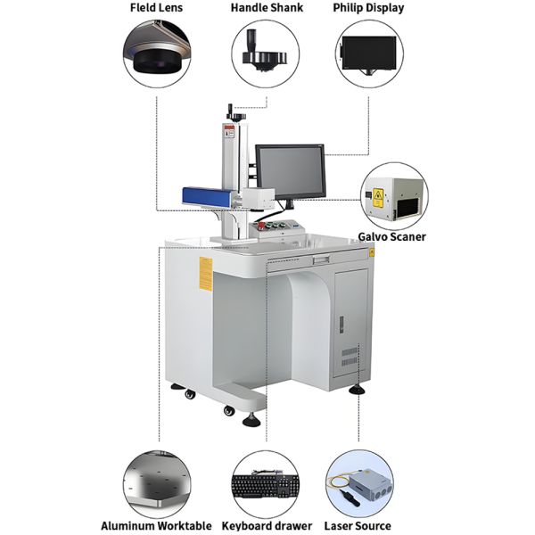 20W/30W CO2 Desktop Fiber Laser Tube for Aluminium Metal Stainless Steel Laser Marking Machine Supports AI DXF PLT BMP Formats