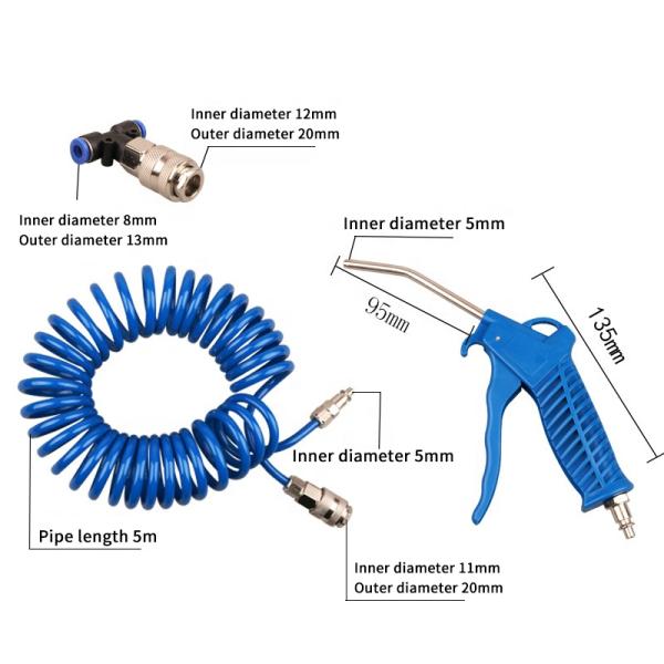 Customized Support ODM 5m Hose Pneumatic Cleaning Gun Set Polyurethane TPU Handle No-Load Speed N/M for Professional Dusting