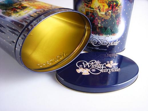Metal, Pequeno Oval Embossed Tin Can Para Chocolate E Tea Packaging