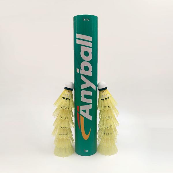 PU Fiber Cork Plastic Badminton Shuttlecock 12 Pack Yellow White Color
