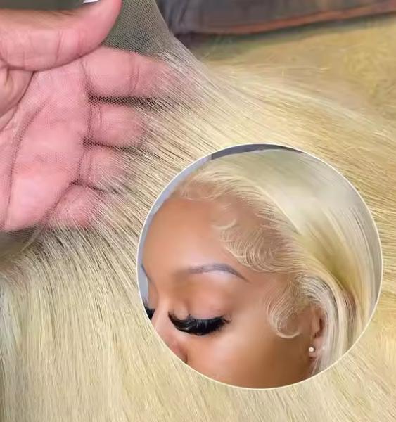 Blonde 613 Transparent HD Lace Frontal Brazilian Straight Human Hair Blonde Color 13x4 613 HD Frontal with Bundles