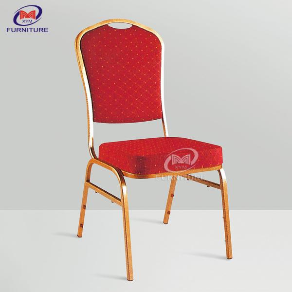 Hotel Project Aluminum Banquet Chairs Gold Frame Square Tube With Rubber Feet